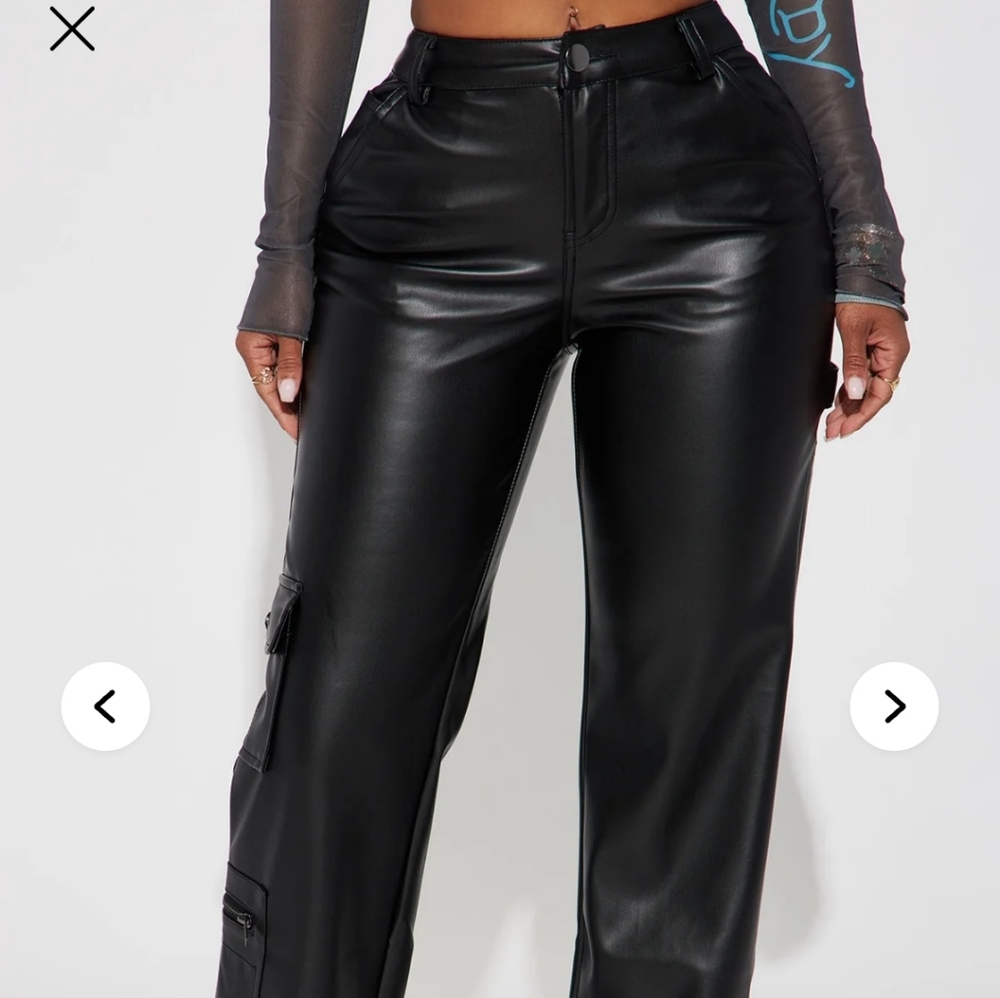 Fashion Nova Black Faux Leather Straight Leg Pants